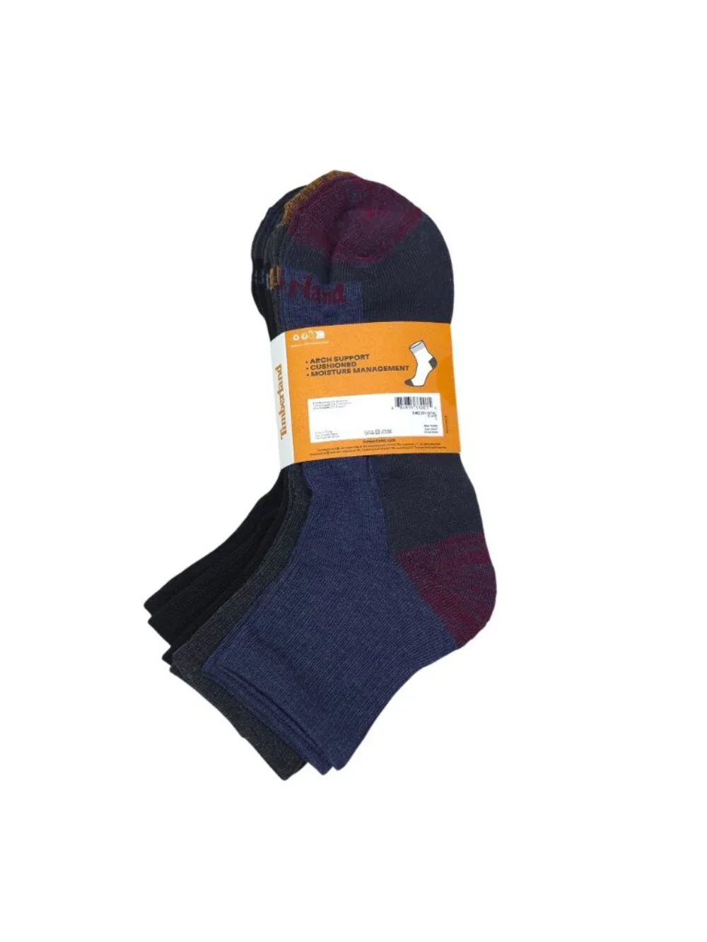 Timberland Mens Comfort Cushioned Quarter Socks 4-Pack Large 9-12 Arch Support